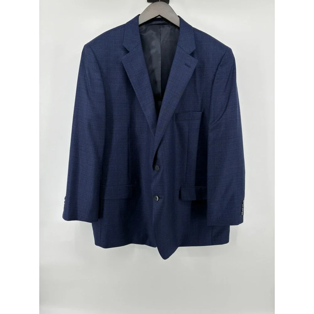 Bespoke Blue Prince of Wales Wool Blazer Sport Coat Reda 1865 Italian Fabric 48R
